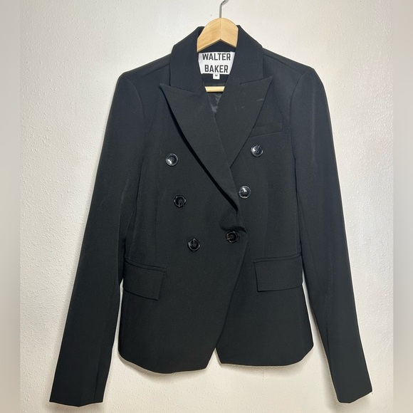 WALTER BAKER Woman's Blazer Black Double Breasted Medium - Picture 1 of 6
